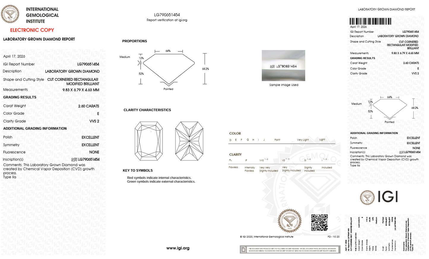 2.60ct Radiant E VVS2 Lab-Grown Diamond