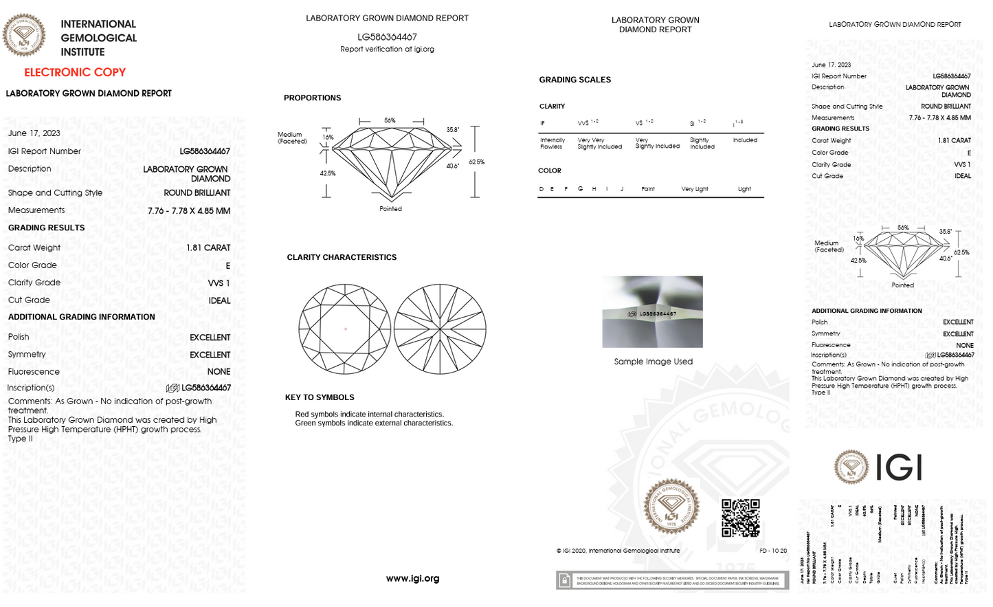 1.81ct Round E VVS1 Lab-Grown Diamond