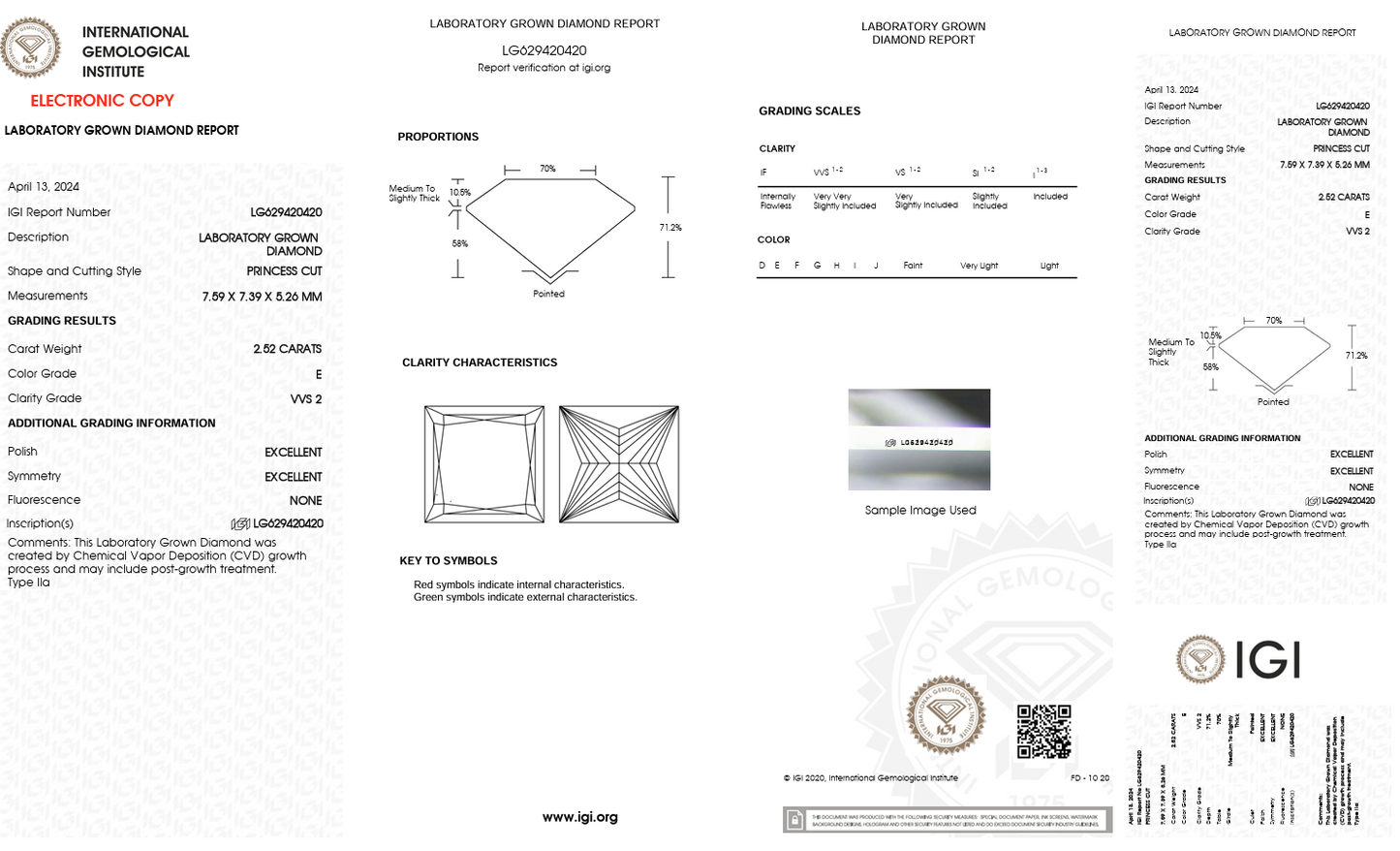 2.52ct Princess E VVS2 Lab-Grown Diamond