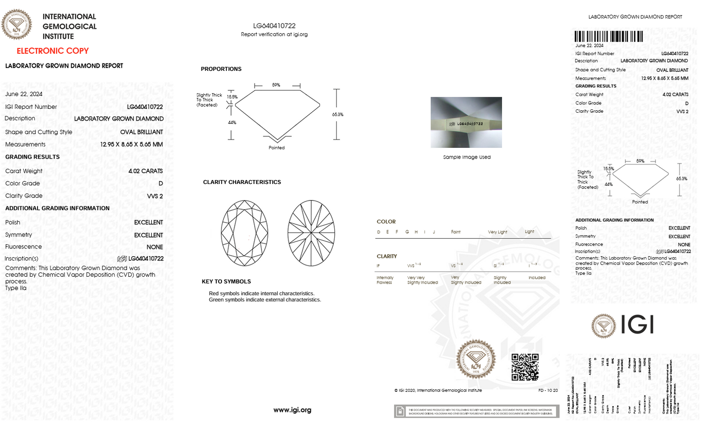 4.02ct Oval D VVS2 Lab-Grown Diamond