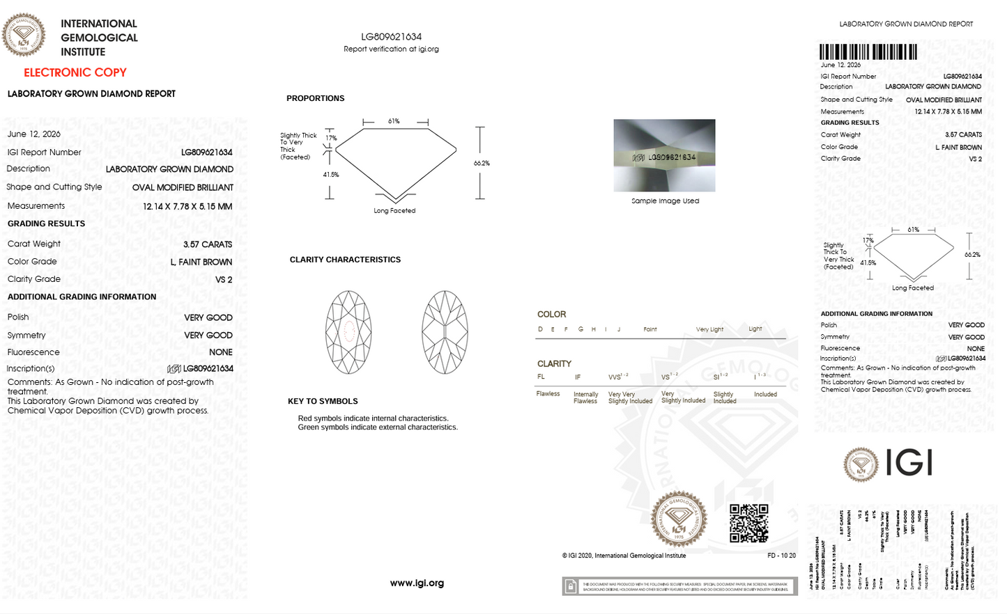 3.57ct Champagne Oval Lab-Grown Diamond