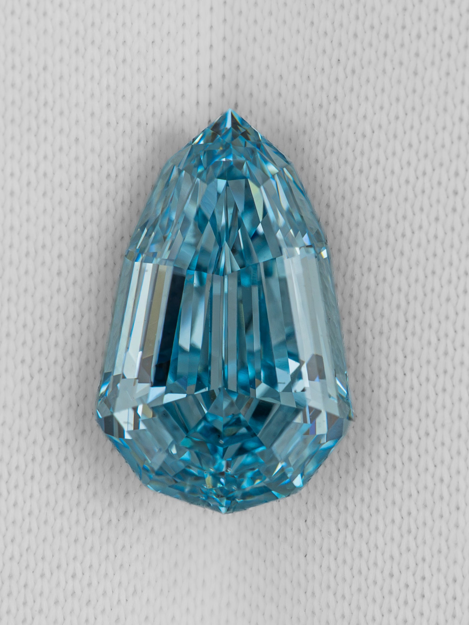 2.11ct Blue Pear Step Cut Lab-Grown Diamond