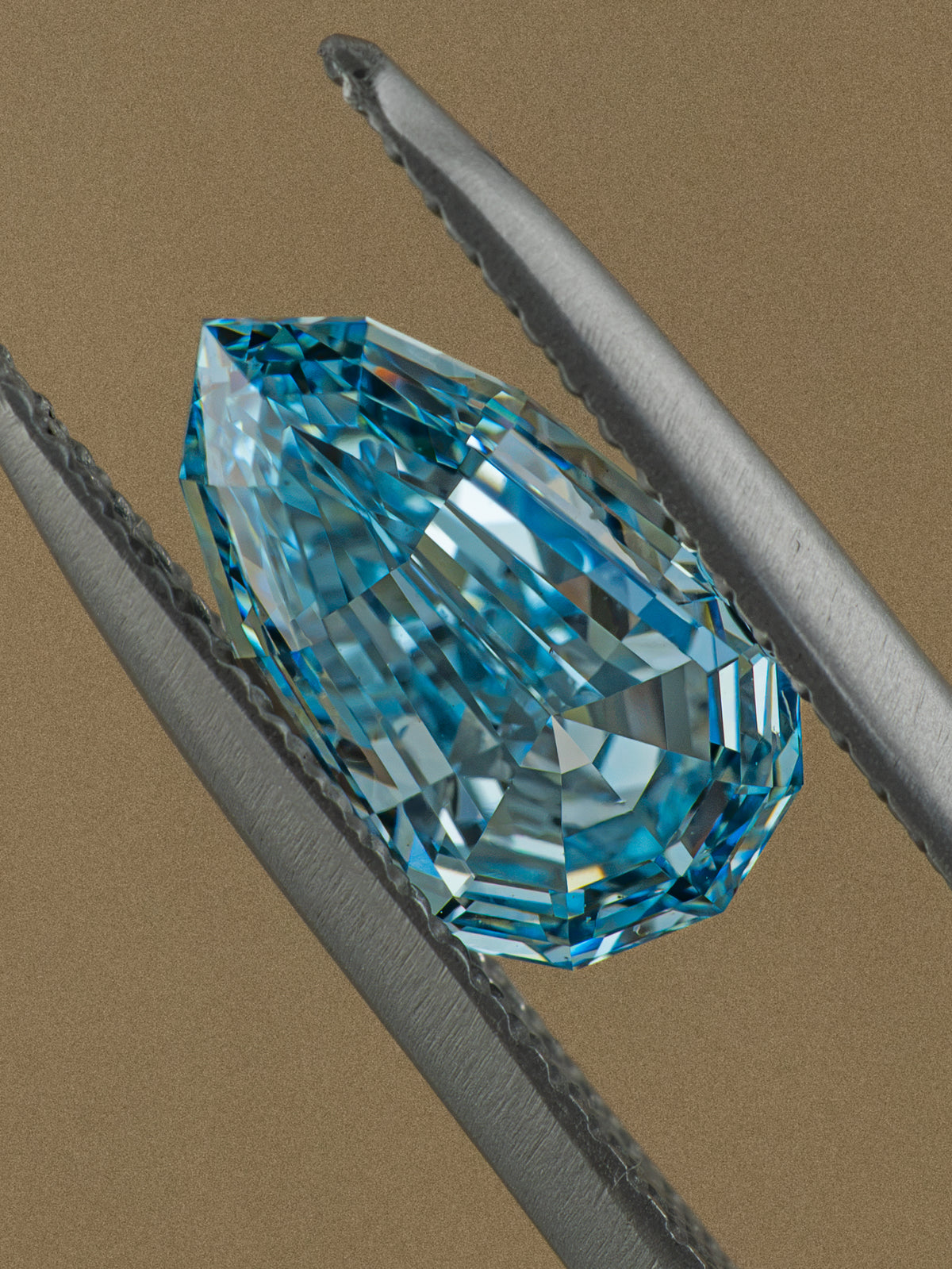 2.11ct Blue Pear Step Cut Lab-Grown Diamond