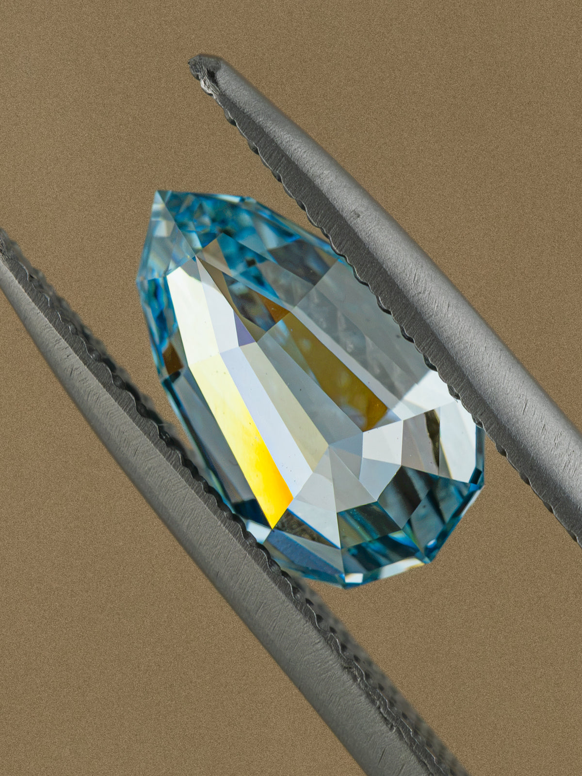 2.11ct Blue Pear Step Cut Lab-Grown Diamond